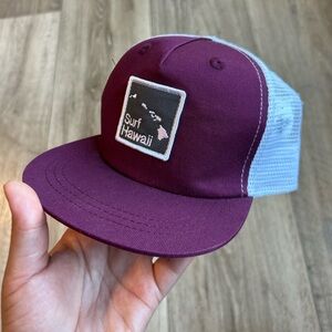 Surf Hawaii Kids Hat - Burgundy and white